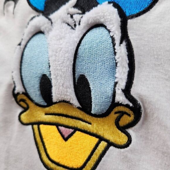 Disney Donald Duck kids unisex small 5-6 retro 70's style white blue textured fu - Picture 2 of 4